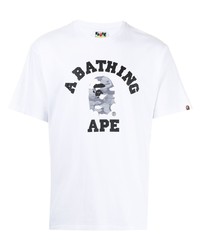 T-shirt à col rond imprimé blanc A Bathing Ape