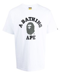 T-shirt à col rond imprimé blanc A Bathing Ape