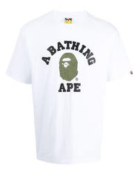 T-shirt à col rond imprimé blanc A Bathing Ape