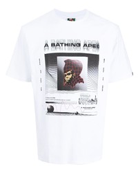 T-shirt à col rond imprimé blanc A Bathing Ape