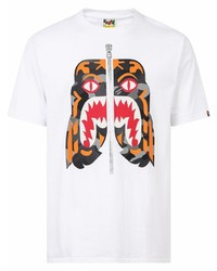 T-shirt à col rond imprimé blanc A Bathing Ape