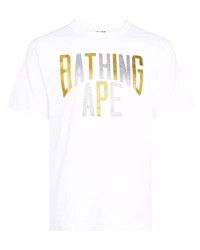 T-shirt à col rond imprimé blanc A Bathing Ape