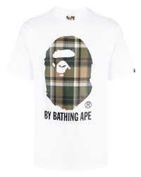 T-shirt à col rond imprimé blanc A Bathing Ape