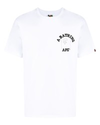 T-shirt à col rond imprimé blanc A Bathing Ape