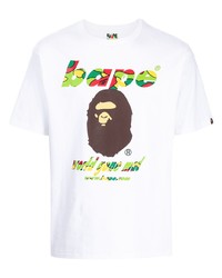 T-shirt à col rond imprimé blanc A Bathing Ape