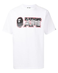 T-shirt à col rond imprimé blanc A Bathing Ape