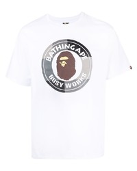 T-shirt à col rond imprimé blanc A Bathing Ape