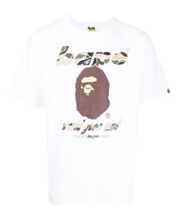 T-shirt à col rond imprimé blanc A Bathing Ape