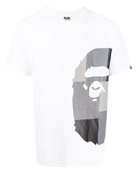 T-shirt à col rond imprimé blanc A Bathing Ape