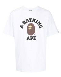 T-shirt à col rond imprimé blanc A Bathing Ape