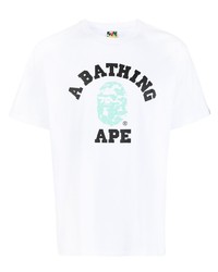 T-shirt à col rond imprimé blanc A Bathing Ape