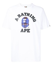 T-shirt à col rond imprimé blanc A Bathing Ape