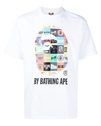 T-shirt à col rond imprimé blanc A Bathing Ape