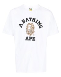 T-shirt à col rond imprimé blanc A Bathing Ape