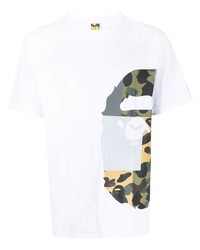 T-shirt à col rond imprimé blanc A Bathing Ape