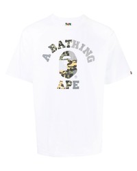 T-shirt à col rond imprimé blanc A Bathing Ape