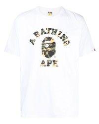 T-shirt à col rond imprimé blanc A Bathing Ape