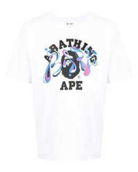 T-shirt à col rond imprimé blanc A Bathing Ape