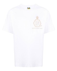 T-shirt à col rond imprimé blanc A Bathing Ape