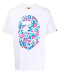 T-shirt à col rond imprimé blanc A Bathing Ape