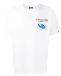 T-shirt à col rond imprimé blanc A Bathing Ape