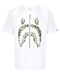 T-shirt à col rond imprimé blanc A Bathing Ape