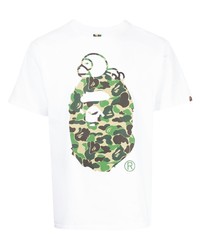 T-shirt à col rond imprimé blanc A Bathing Ape