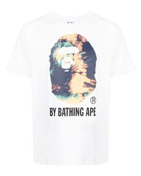 T-shirt à col rond imprimé blanc A Bathing Ape