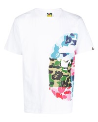 T-shirt à col rond imprimé blanc A Bathing Ape