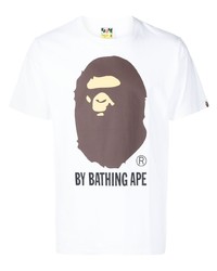 T-shirt à col rond imprimé blanc A Bathing Ape