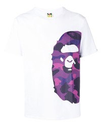 T-shirt à col rond imprimé blanc A Bathing Ape