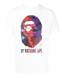 T-shirt à col rond imprimé blanc A Bathing Ape