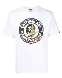 T-shirt à col rond imprimé blanc A Bathing Ape