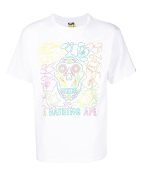 T-shirt à col rond imprimé blanc A Bathing Ape