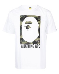 T-shirt à col rond imprimé blanc A Bathing Ape