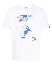 T-shirt à col rond imprimé blanc A Bathing Ape