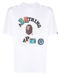 T-shirt à col rond imprimé blanc A Bathing Ape