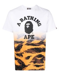 T-shirt à col rond imprimé blanc A Bathing Ape