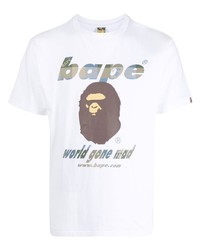 T-shirt à col rond imprimé blanc A Bathing Ape