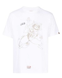 T-shirt à col rond imprimé blanc A Bathing Ape