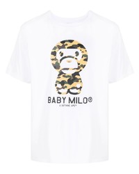 T-shirt à col rond imprimé blanc A Bathing Ape