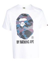 T-shirt à col rond imprimé blanc A Bathing Ape