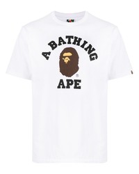 T-shirt à col rond imprimé blanc A Bathing Ape