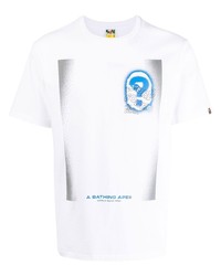 T-shirt à col rond imprimé blanc A Bathing Ape