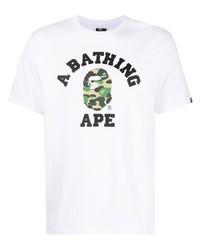 T-shirt à col rond imprimé blanc A Bathing Ape