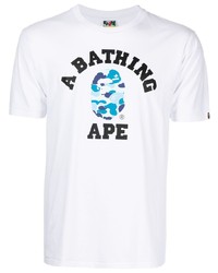 T-shirt à col rond imprimé blanc A Bathing Ape