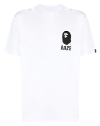 T-shirt à col rond imprimé blanc A Bathing Ape