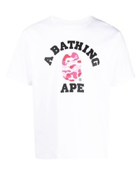 T-shirt à col rond imprimé blanc A Bathing Ape