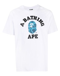 T-shirt à col rond imprimé blanc A Bathing Ape