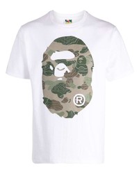 T-shirt à col rond imprimé blanc A Bathing Ape